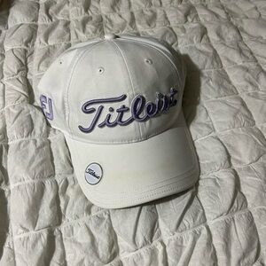 Titleist Hat in White with Purple Logo